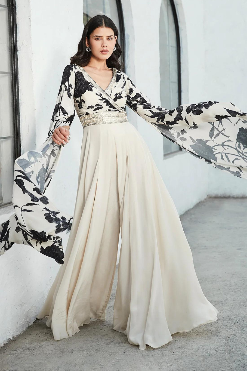 Shop Online Ziva Palm White Stylish Dress for Girls